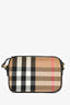 Burberry Brown Novacheck Canvas Black Leather Camera Crossbody