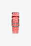 Hermès 2014 Pink Alligator Stainless Steel H Heure Watch