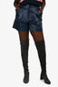 Veronica Beard Navy Vegan Leather High Waist Shorts Size 8