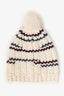 Prada Cream Wool Knitted Pom-Pom Beanie
