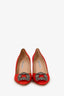 Manolo Blahnik Red Satin Crystal Embellished Hangisi Heels Size 37.5