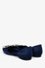 Roger Vivier Blue Satin Crystal Buckle 'Chips' Flats Size 36.5