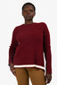 Victoria by: Victoria Beckham Burgundy/White Striped Ribbed Knit Sweater Size 6