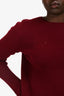 Victoria by: Victoria Beckham Burgundy/White Striped Ribbed Knit Sweater Size 6
