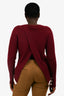 Victoria by: Victoria Beckham Burgundy/White Striped Ribbed Knit Sweater Size 6