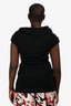 Prada Black Wool Knit Rouched Neckline Top Size 44
