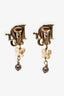 Christian Dior Gold Tone Letter Butterfly Pearl Drop Clip-on Earrings