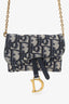 Christian Dior 2020 Blue Oblique Canvas Dior Nano Saddle Chain Pouch Bag