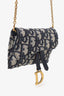 Christian Dior 2020 Blue Oblique Canvas Dior Nano Saddle Chain Pouch Bag