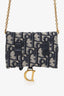 Christian Dior 2020 Blue Oblique Canvas Dior Nano Saddle Chain Pouch Bag