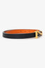 Hermès Black/Orange Epsom Swift Gourmette Equestre 13mm Belt Size 75