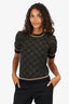 Gucci Black/Gold Metallic Wool GG Jacquard Knit Short Sleeve Sweater Size S