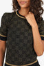 Gucci Black/Gold Metallic Wool GG Jacquard Knit Short Sleeve Sweater Size S
