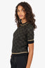 Gucci Black/Gold Metallic Wool GG Jacquard Knit Short Sleeve Sweater Size S
