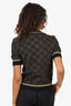 Gucci Black/Gold Metallic Wool GG Jacquard Knit Short Sleeve Sweater Size S
