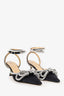 Mach & Mach Black Satin Crystal Pointed Heels Size 36