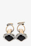 Mach & Mach Black Satin Crystal Pointed Heels Size 36