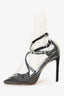 Jimmy Choo X Off White Black/PVC Satin Claire 100 Pointed Heels Size 36.5