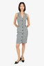 Gucci Black/White Herringbone Printed Button Up Dress Estimated Size 38