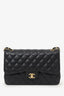 Pre-Loved Chanel™ 2019 Black Caviar Leather Jumbo Double Flap Should Bag
