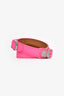 Balenciaga Neon Pink Leather Grommet Wrap Bracelet