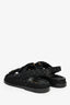 Pre-Loved Chanel™ Black Dotted CC Fabric Dad Sandals Size 37.5