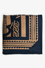 Hermès Navy/Tan Cashmere 'Fantaisie d'Etriers' Scarf 140