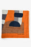 Hermès Orange/Blue Cashmere/Silk 'Mon Premier Galop' Scarf 140