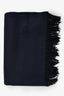 Hermes Cashmere Black/Navy Rectangle Fringe Scarf