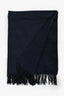 Hermes Cashmere Black/Navy Rectangle Fringe Scarf