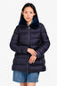 Moncler Navy Quilted Velvet Collared 'Torcon' Zip Jacket Size 0