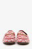 Gucci Red Canvas GG Monogram Horsebit Womens Jordaan Loafers Size 37.5