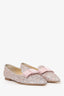 Jimmy Choo Silver/Pink Glitter Bow Pointed Toe Flats Size 36