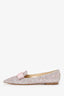 Jimmy Choo Silver/Pink Glitter Bow Pointed Toe Flats Size 36