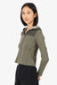 Prada Sport Khaki Green Knit Long Sleeve Zip Up Hoodie Size 38