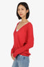 Brunello Cucinelli Red Mohair/Wool Long Sleeve V-Neck Sweater Size S