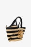 Loewe X Paula's Ibiza Brown/Black Raffia Elephant Striped Tote Bag
