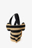 Loewe X Paula's Ibiza Brown/Black Raffia Elephant Striped Tote Bag
