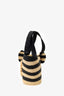 Loewe X Paula's Ibiza Brown/Black Raffia Elephant Striped Tote Bag
