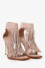 Alexander McQueen Nude Leather Fringe High Heel Sandals Size 37