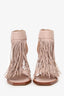 Alexander McQueen Nude Leather Fringe High Heel Sandals Size 37