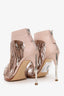Alexander McQueen Nude Leather Fringe High Heel Sandals Size 37