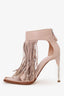 Alexander McQueen Nude Leather Fringe High Heel Sandals Size 37