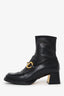 Gucci Black Leather 1955 Horsebit Ankle Boots Size 37.5