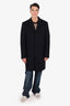 Burberry London Black Virgin Wool/Cashmere Single Breasted Coat Size 56