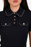Maje Navy Ribbed Knit Buttoned Top Size 2