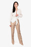 Pre-Loved Chanel™ 2005 Gold Metallic Linen/Silk Trousers Size 38