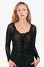 Majorelle Black Mesh Ruched Bodysuit Size S