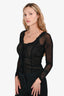 Majorelle Black Mesh Ruched Bodysuit Size S