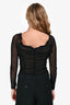 Majorelle Black Mesh Ruched Bodysuit Size S